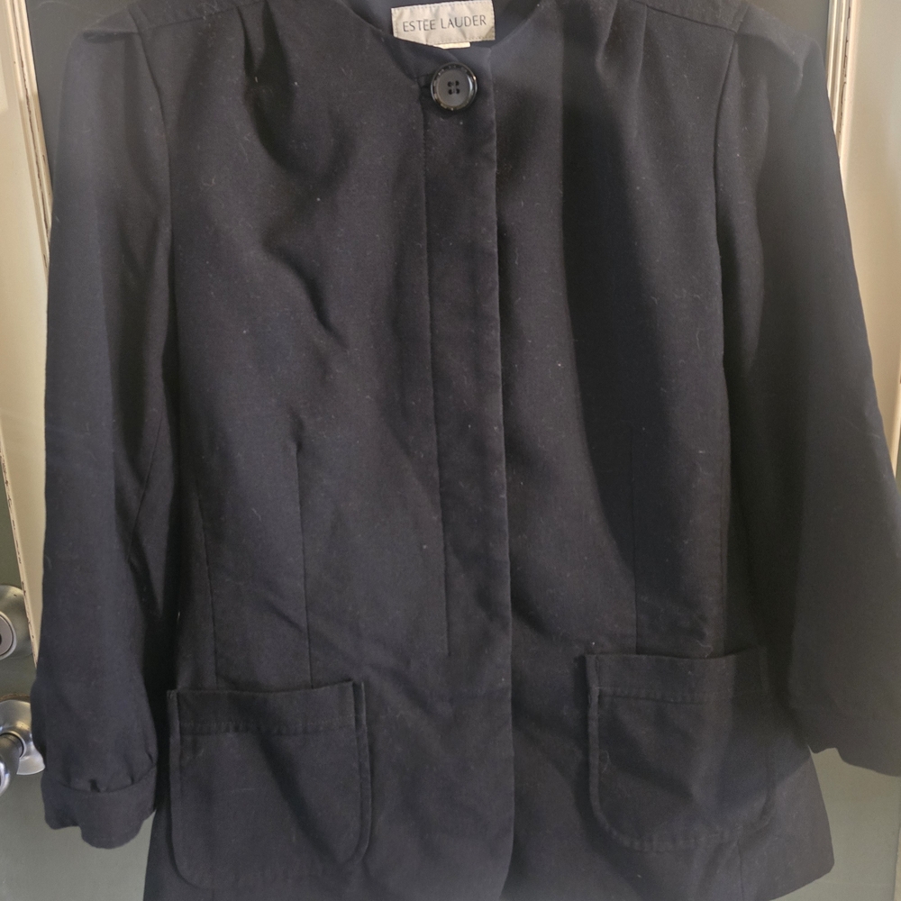 Estee Lauder Black Collarless Blazer Jacket